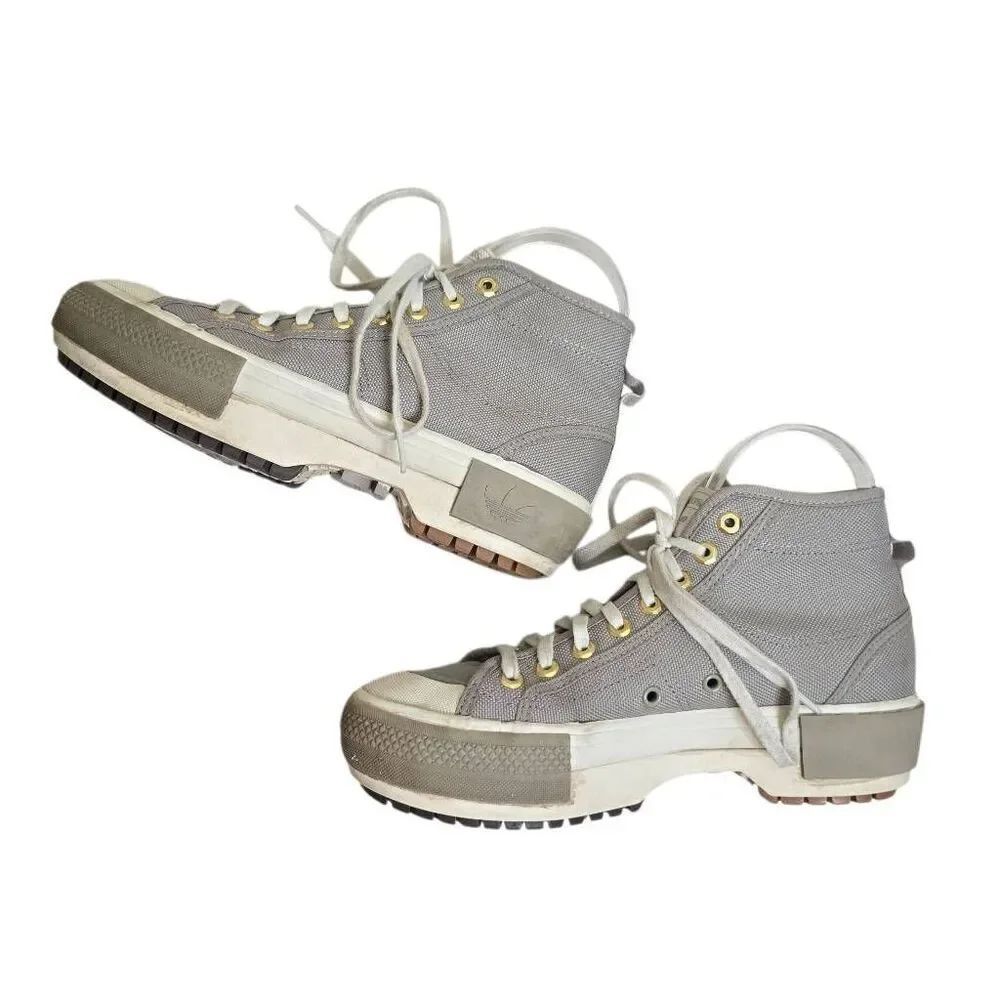 Adidas Nizza Trek Feather Grey Platform High Top Sneakers Size 8